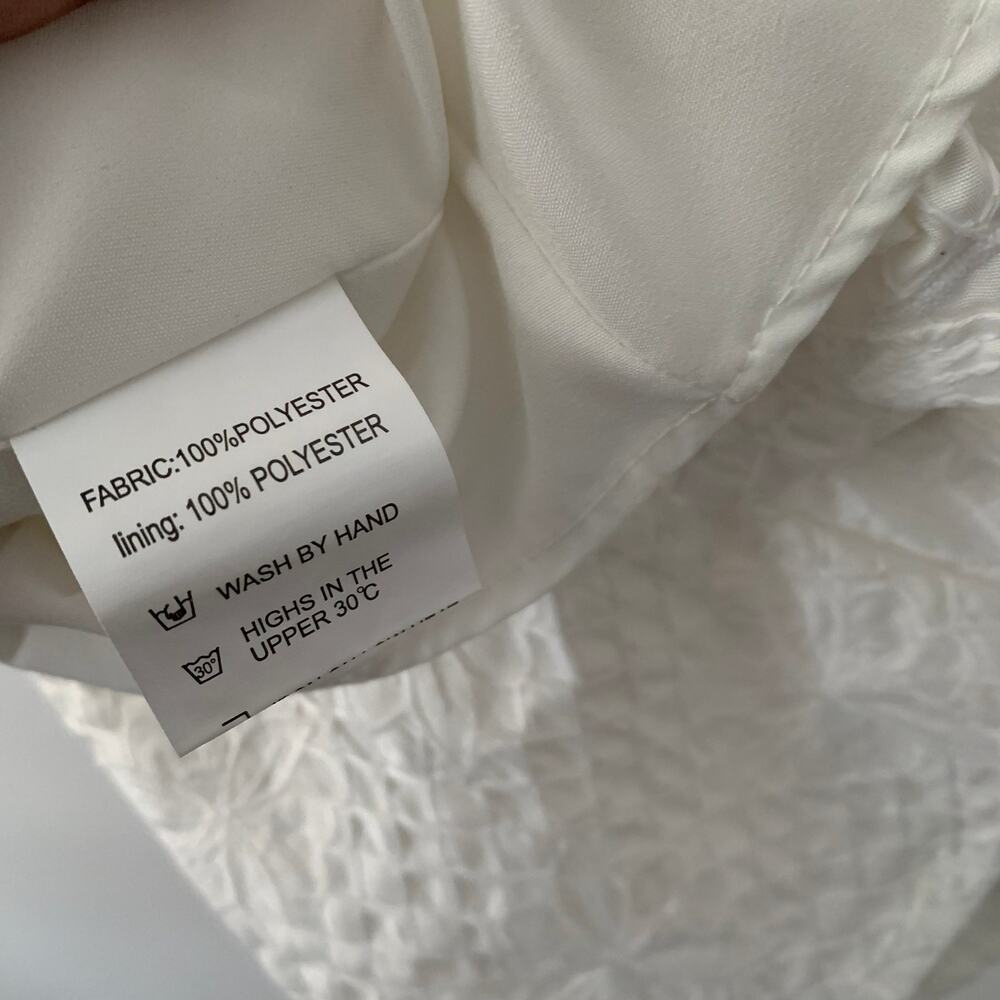 Jacquard Puff Sleeve Ivory Dress Size L - Picture 4 of 5